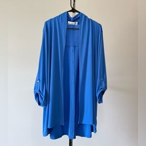 Liquid knit tunic with buttons at the back by Susan Graver - Royal Blue Size: XL
